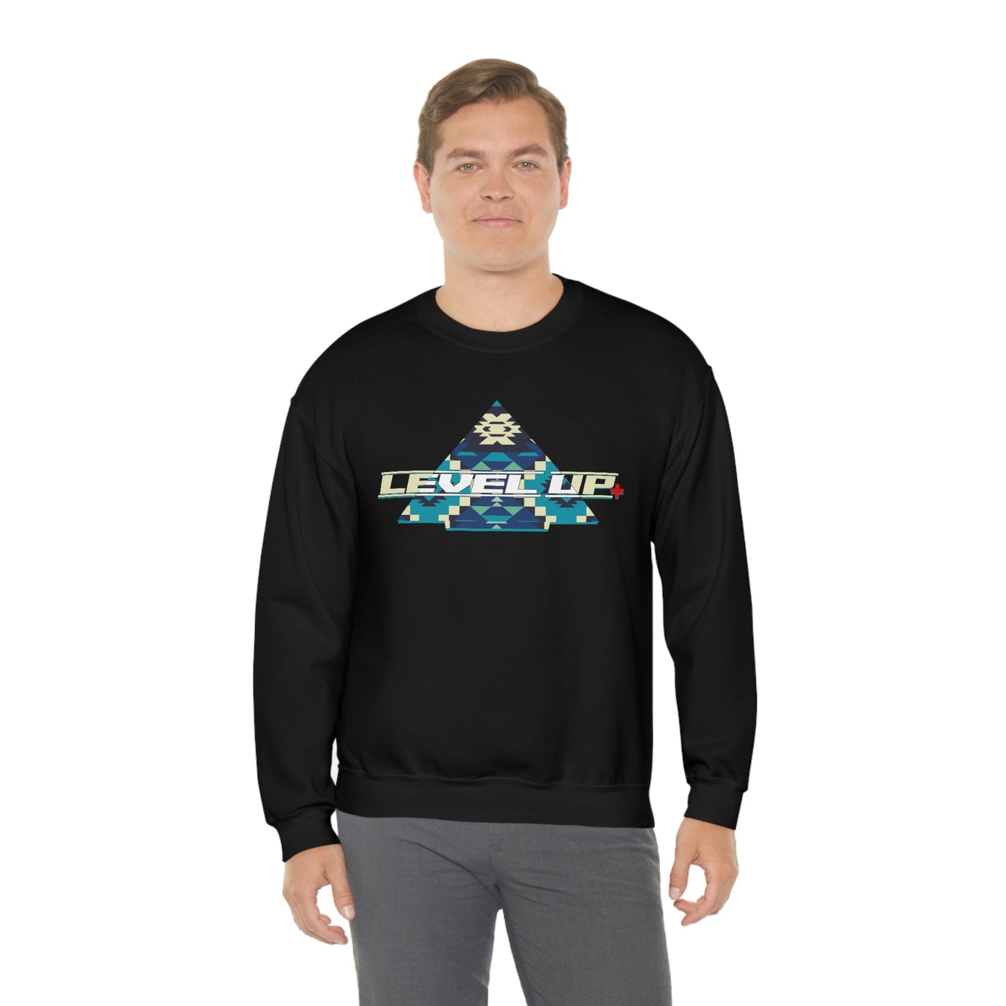 Level Up+ Blue Tribal Logo Crewneck Sweatshirt
