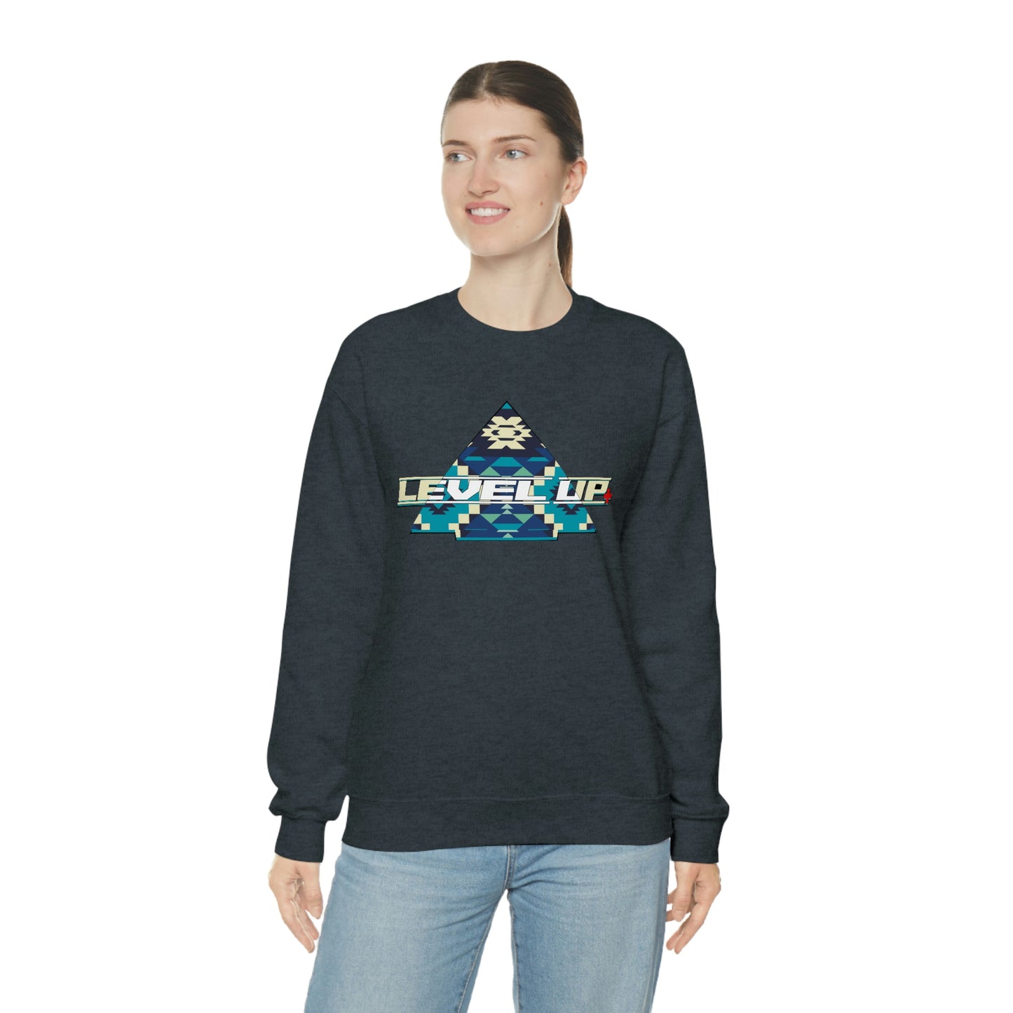 Level Up+ Blue Tribal Logo Crewneck Sweatshirt